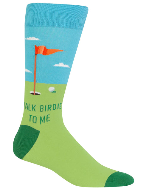 Load image into Gallery viewer, Hot Sox Mens Fun Golf Crew Socks-1 Pair Pack-Cool &amp; Funny Novelty Fashion Gifts Talk Birdie to Me 6-12
