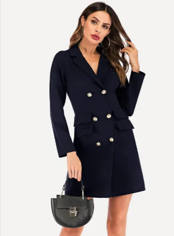 Load image into Gallery viewer, Buttoned suit jacket dress
