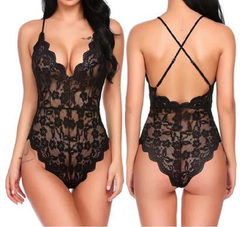 Body en dentelle sans dos - Lingerie transparente pour adultes