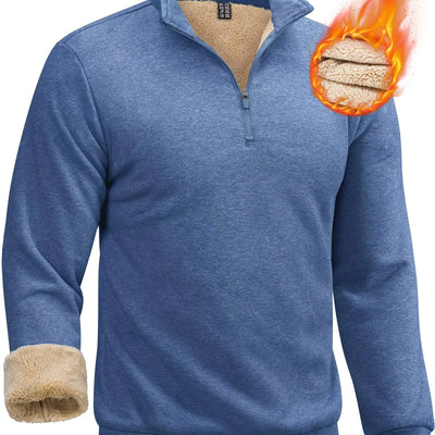 Boladeci Mens Pullover Sweaters Premium Fleece Lined Thermal Warm Long Sleeve Shirts Moisture Wicking Golf Fall Winter Spring Running Sweatshirts Blue Grey 2XL