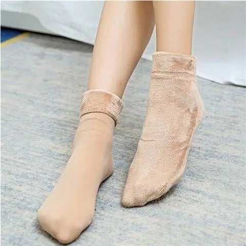 Load image into Gallery viewer, Autumn and winter socks men and women wild tube socks imitation nylon floor socks plus velvet thick snow socks
