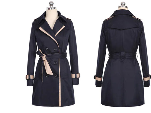 Load image into Gallery viewer, Long Double-Breasted Windbreaker Jacket
