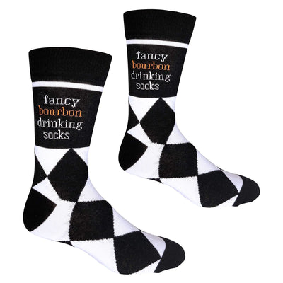 Fancy Bourbon Drinking Mens Socks | Bourbon Gift for Men Funny Novelty Fashion Dress Socks | Unique Gifts for Bourbon Whiskey Lovers | Fun Bourbon Themed Novelty Apparel