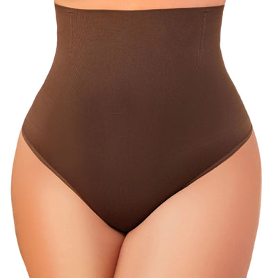 Avidlove Faja Tanga de Control Abdominal para Mujer, Moldeadora de Cintura Alta sin Costuras, Ropa Interior Escultora (Marrón XXL)