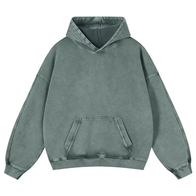 Adenorah Mens Hoodies Pullover Womens Oversized Y2K Fall Acid Wash Plain Cotton Heavyweight Hoodie Vintage Aesthetic Hooded Sweatshirt Green Large