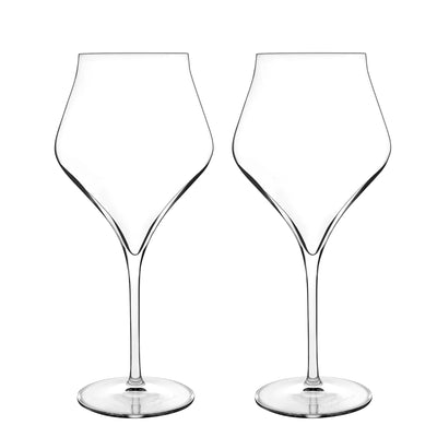 Luigi Bormioli Supremo - Set of 2 Burgundy Wine Glasses - Elegant Wide Bowl 22 Oz. Crystal Red Wine Glass Made in Italy.