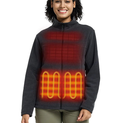 ORORO Womens Fleece Heated Jacket with Battery Heated Fleece Jacket Warming Jacket for Hiking Camping (Black S)