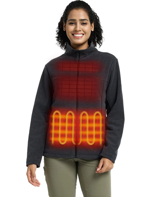 Load image into Gallery viewer, ORORO Womens Fleece Heated Jacket with Battery Heated Fleece Jacket Warming Jacket for Hiking Camping (Black S)
