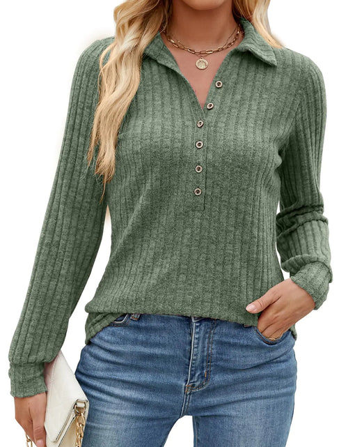 Load image into Gallery viewer, IHOT Womens Chrismas Tops Dressy Casual Long Sleeve Green Sweaters Soft Shirts Blouses for Work Green L
