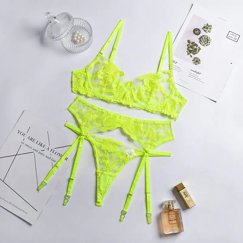 Conjunto de lencería de malla de encaje de verano para discotecas