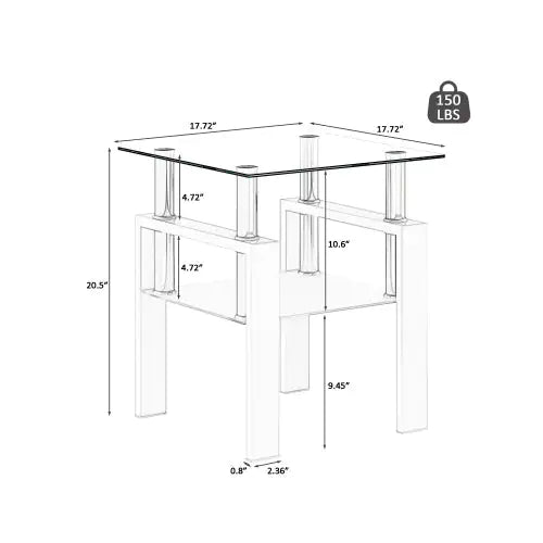 Load image into Gallery viewer, 1-Piece Modern Tempered Glass Tea Table Coffee Table End Table, Square Table For Living Room, Transparent White
