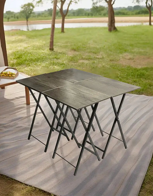Charger l'image dans la visionneuse de galerie, Ensemble de 5 Tables d'appoint Pliantes pour Télévision, Table Basse Pliable, Table de Chevet, Table à Grignoter, Gain de Place, Gris
