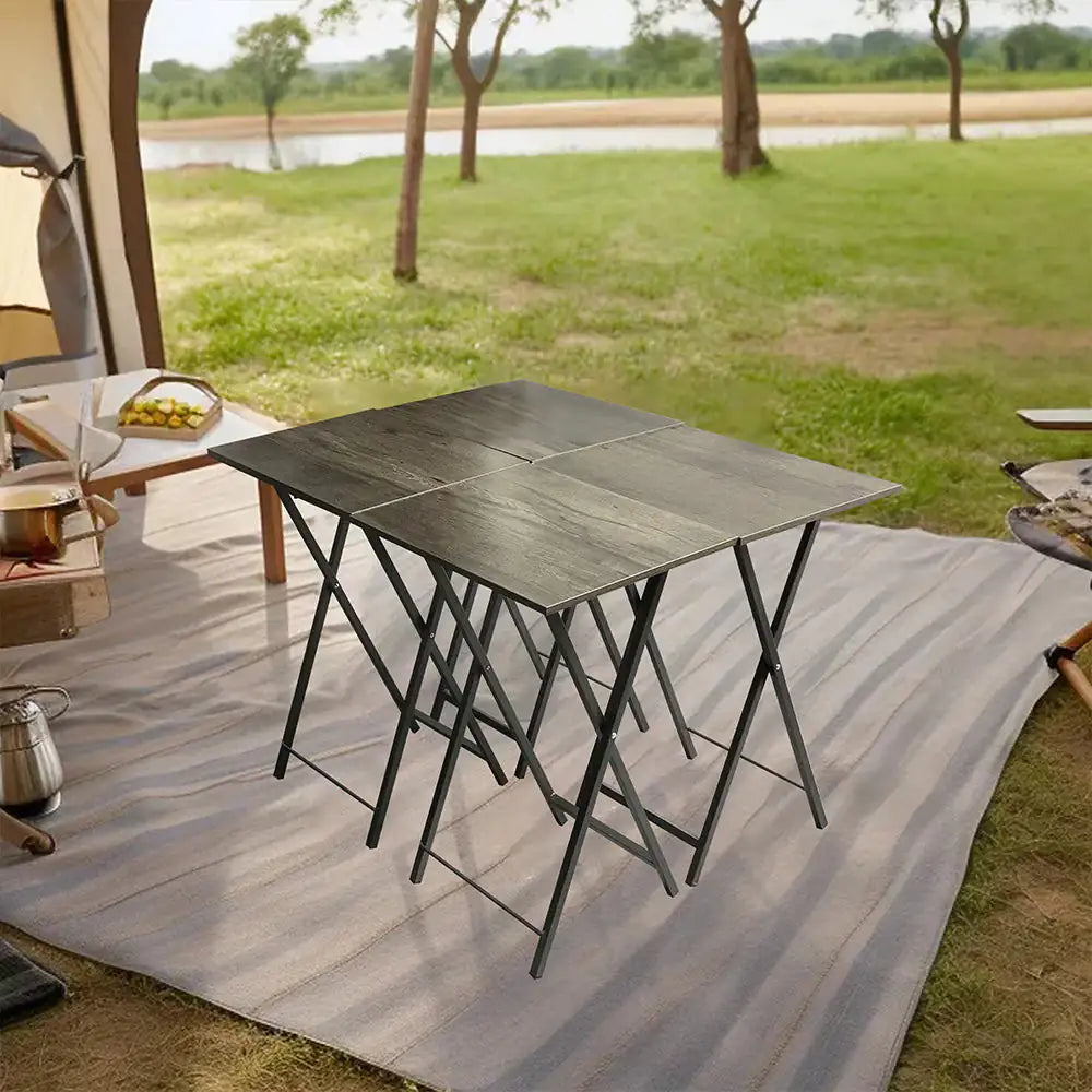 Ensemble de 5 Tables d'appoint Pliantes pour Télévision, Table Basse Pliable, Table de Chevet, Table à Grignoter, Gain de Place, Gris