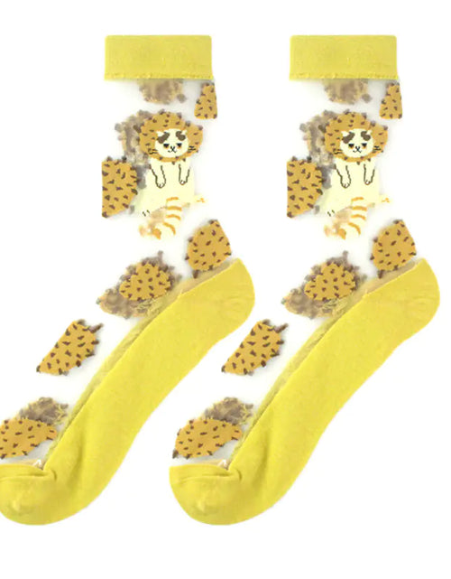 Load image into Gallery viewer, Fashionable Thin Mid Tube Flower Forest Glass Stockings
