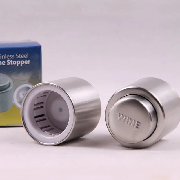 Silver Stainless Steel Wine Bottle Stopper and Pump