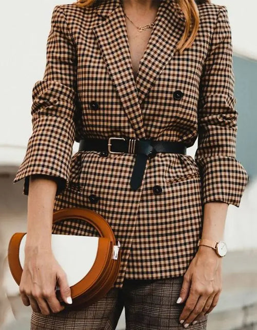 Load image into Gallery viewer, Women&#39;s Plaid Blazer Jacket
