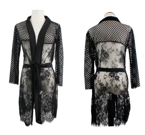 Charger l'image dans la visionneuse de galerie, Ensemble de lingerie kimono en dentelle sexy grande taille
