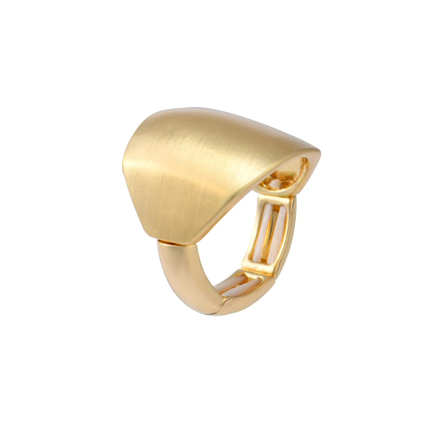Ecesha Anillos elásticos ajustables tipo domo metálico cepillado mate chapados en oro de 14 quilates, gruesos, para mujer, joyería de disfraz, cóctel, baile de graduación (estilo A ajustable (6.5#-8.5#))