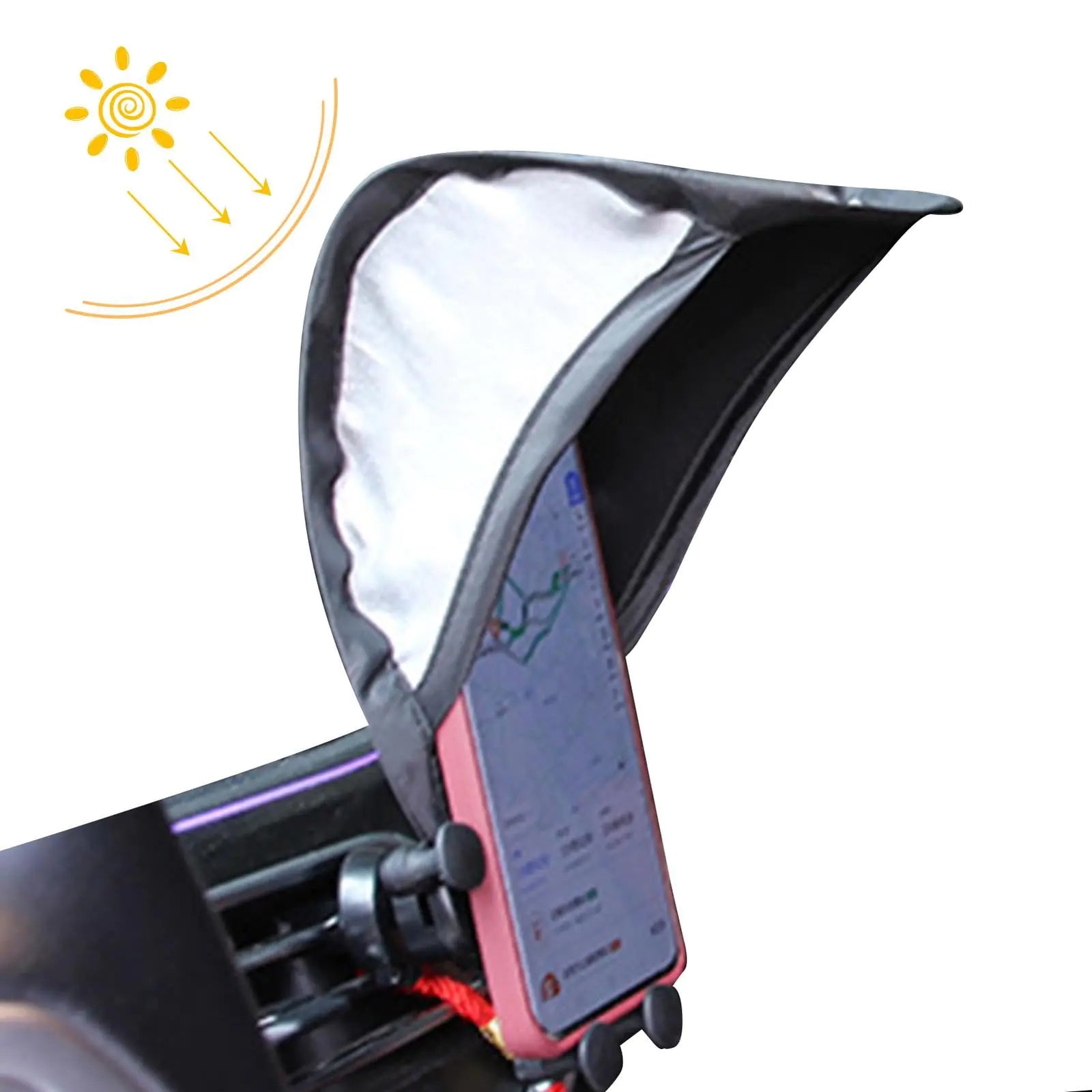 Parasol para teléfono celular | Parasol para teléfono móvil | Bloqueador solar para teléfono celular Soporte para teléfono móvil con parasol con bloqueo de reflejos para motocicleta