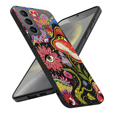 Funda compatible con Samsung Galaxy S24, con diseño de plantas florales hippies, de TPU suave, a la moda, fresca, delgada, resistente a golpes, carcasa protectora para teléfono para mujeres y niñas.