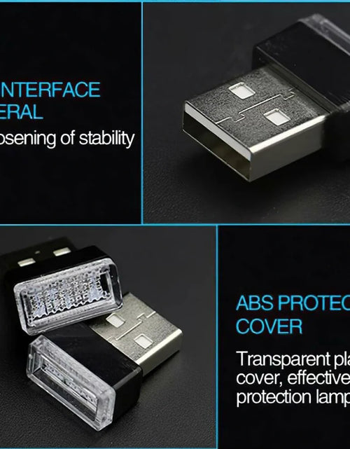 Cargar imagen en el visor de la galería, 3x Mini Luz LED Azul USB Interior de Coche Lámpara de Ambiente Neón Accesorios
