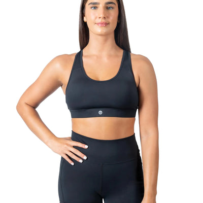 Senita Athletics Back Pocket Sports Bra - L Black