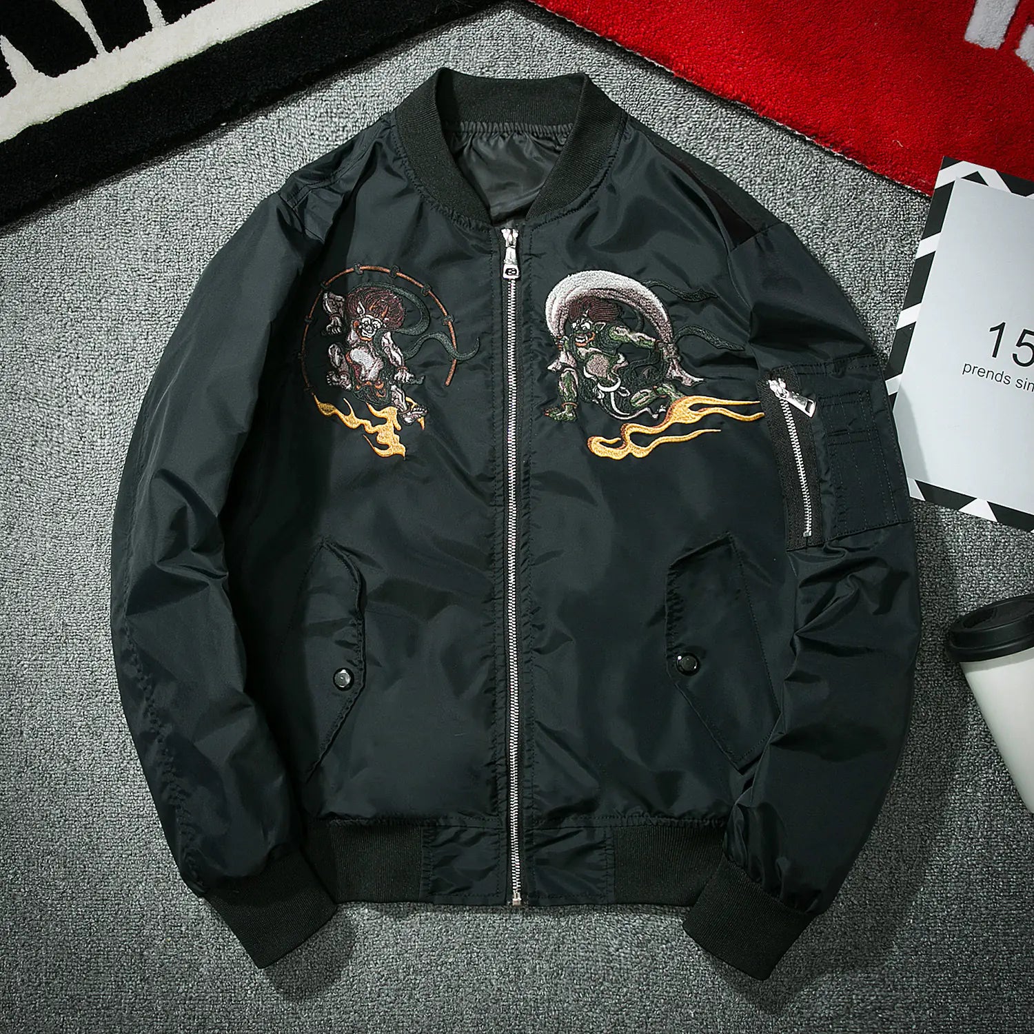 Chaqueta de piloto bordada y chaqueta de béisbol combinadas