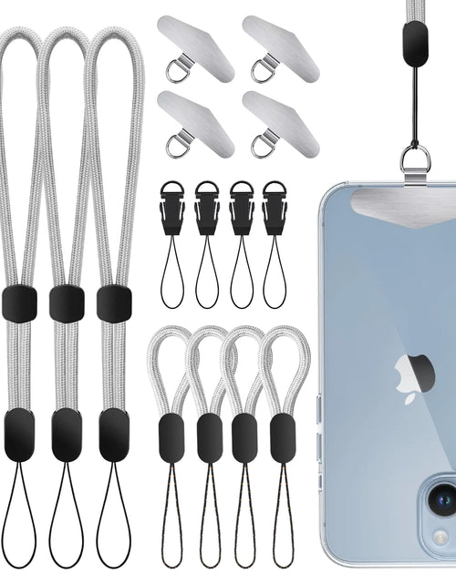 Cargar imagen en el visor de la galería, Kaptron Correa de Muñeca Ajustable para Teléfono - Paquete de 4 Correas de Muñeca para Teléfono de Liberación Rápida y Pestaña de Metal para Sujetar el Teléfono (Gris)
