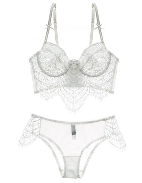 Charger l'image dans la visionneuse de galerie, Ensemble de Lingerie Femme Sexy Transparent Bordure Dentelle

