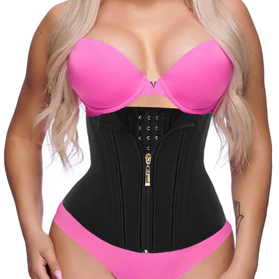 GainKee Waist Trainer for Women Corset Workout Cincher Body Shaper Tummy Control Shapewear Sweat Trimmer Latex Zipper (BlackL)