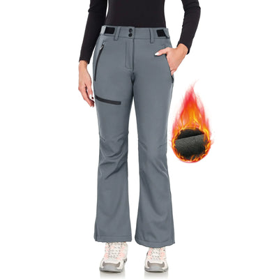 Dr.Cyril Snow Pants WomensSki Pants Waterproof Fleece Lined Insulated Hiking Pants Snowboard Winter Work Outdoor Pants Grey