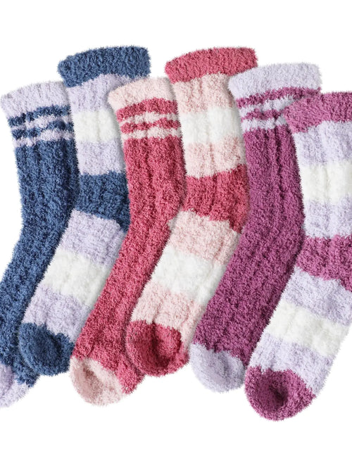 Charger l'image dans la visionneuse de galerie, Chaussettes moelleuses Trifabricy pour femmes - Chaussettes douillettes et chaudes pour l'hiver, ultra douces, pour la maison, 6 paires
