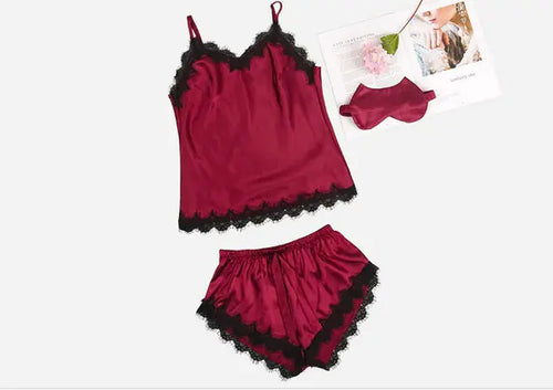 Cargar imagen en el visor de la galería, Conjunto de pijama de lencería de mujer con encaje (varios colores)

