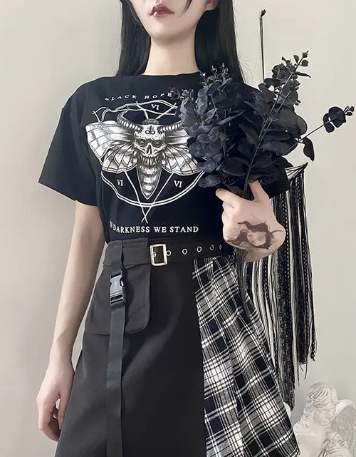 Load image into Gallery viewer, Gothic Couple T-Shirts with Demon Letter Print
