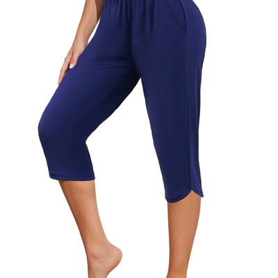 ATTRACO Swim Pants for Women Beach Pants Womens Swim Capris Pants Rash Guard Pants Swimming Capris Women Navy Small