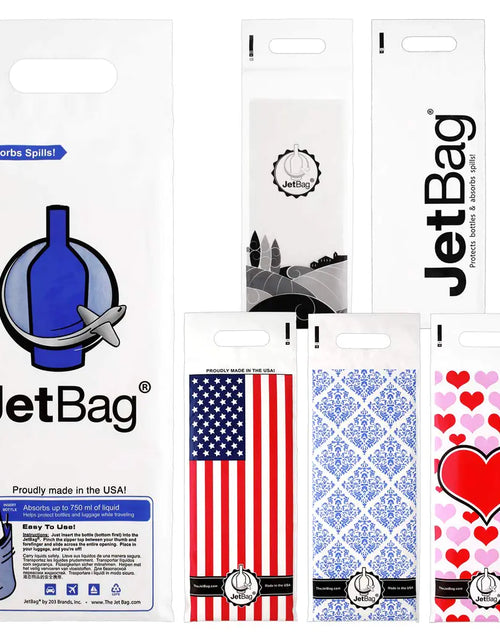 Load image into Gallery viewer, Jet Bag Wine Bag for Travel (Set of 6 Variety Sampler) - The Original Absorbent Reusable &amp; Protective Bottle Bags - MADE IN THE USA
