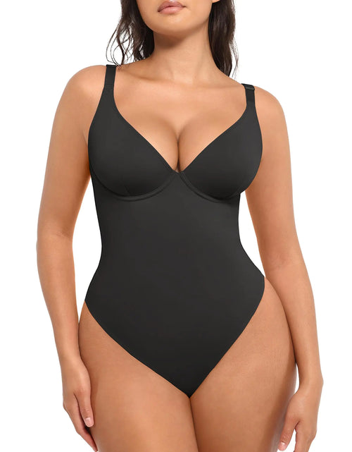 Cargar imagen en el visor de la galería, FeelinGirl Faja Moldeadora Bodysuit para Mujer Control de Abdomen Body Negro Estilo Tanga
