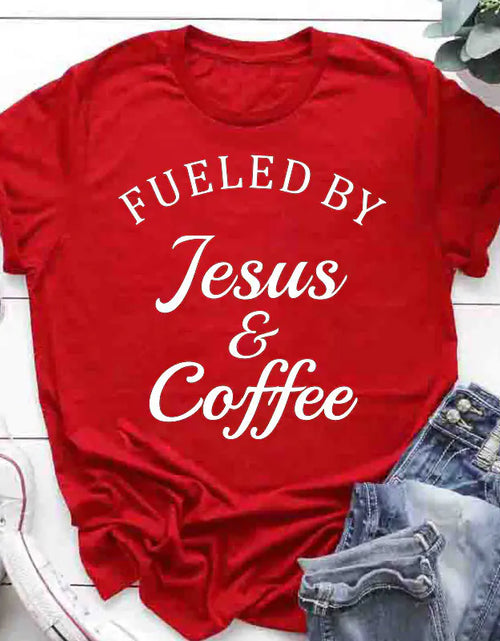 Load image into Gallery viewer, Jesus Coffee Graphic Tee - Trendy Short Sleeve Shirt
