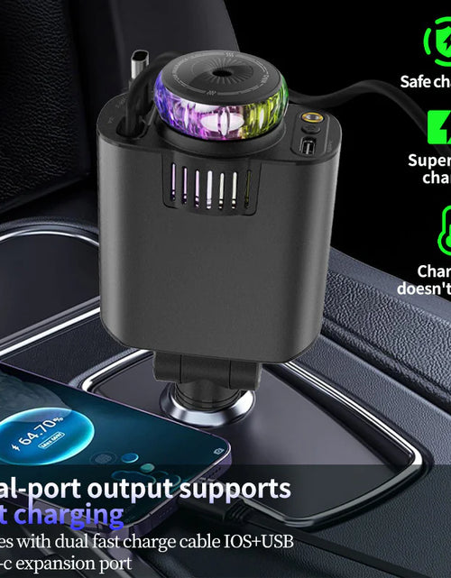 Cargar imagen en el visor de la galería, Cargador de teléfono para coche con luz morada multifuncional
