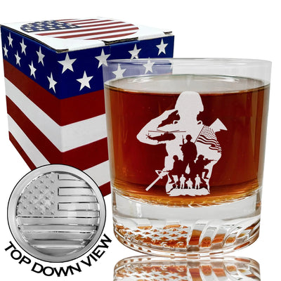 Veteran whiskey glasses with American Flag - Original Veterans Day Gifts Thank You for Your Service Old Fashioned Glass Bourbon glasses Patriotic decorations Gift For Military Vet Men (Veteran)