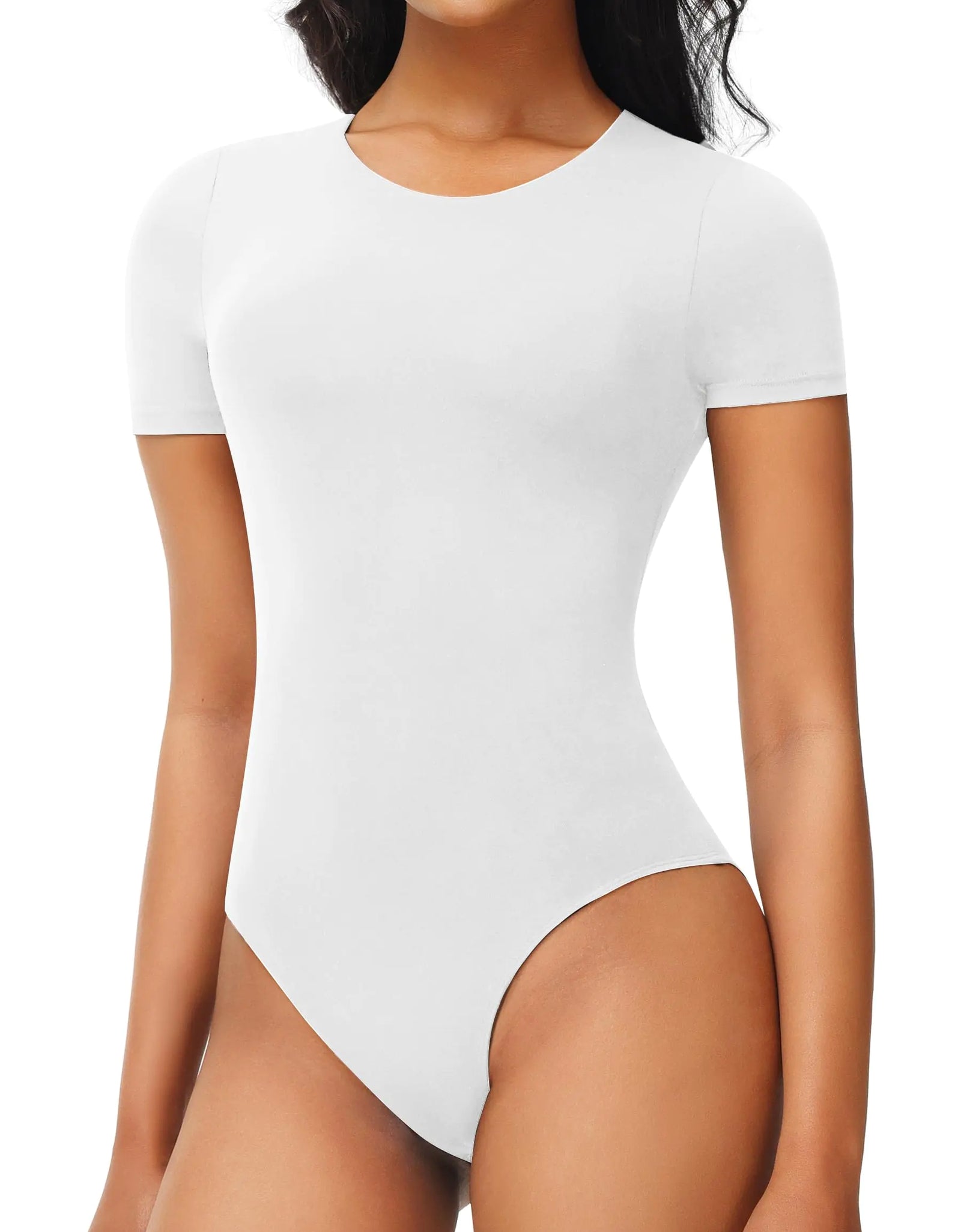 POLIRO Womens Seamless Short Sleeve Bodysuit