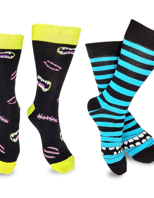 Load image into Gallery viewer, TeeHee Mens Crazy Fun Novelty Casual Crew Socks 2 Pair (Scars and Bites)
