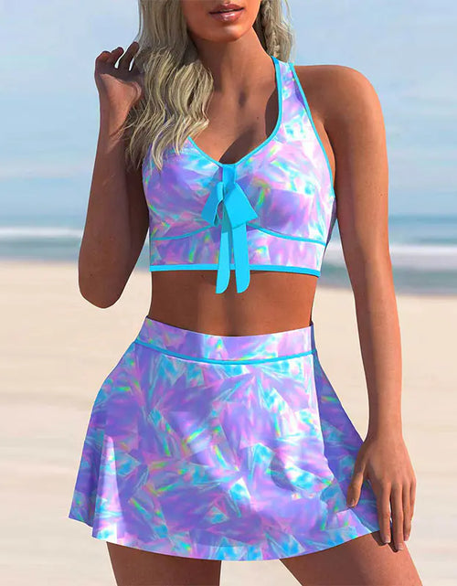 Load image into Gallery viewer, Conservative Large Print Split Swimwear Skirt

