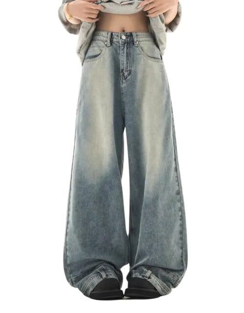 Load image into Gallery viewer, Lafaguw Baggy Jeans for Woman Men High Waisted Wide Leg Pants Y2K Grunge Streetwear Summer Emo Clothes(Blue6-S)
