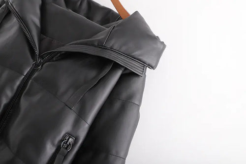Load image into Gallery viewer, Warm Cotton Jacket, PU Leather Coat, PU Jacket

