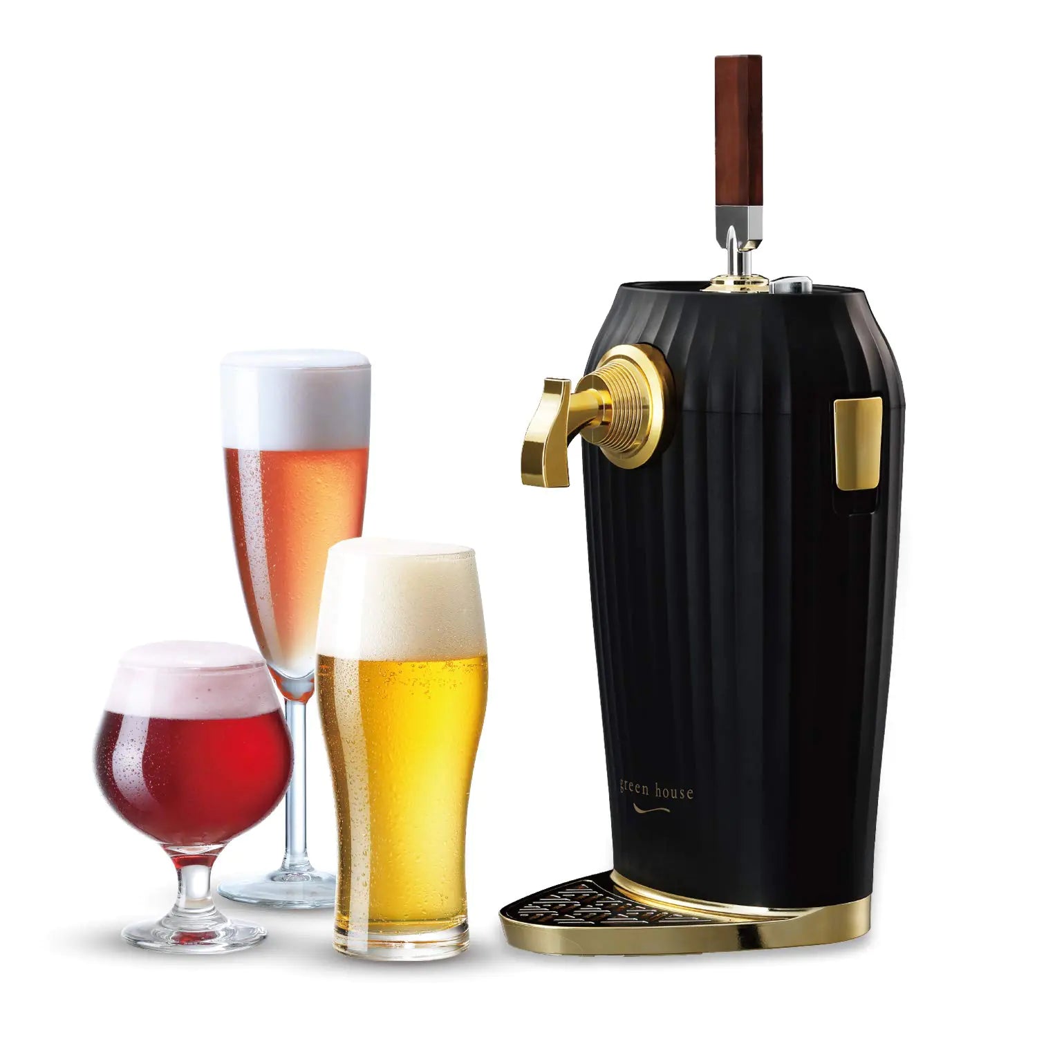 GREEN HOUSE COCKTAIL AND DRAFT BEER DISPENSER - Converts Any Type of Can Bottle Beer or Juice into Beer Cocktail or Tap Draft Beer with Ultra Fine Foam to keep taste longer.
