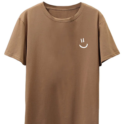 COZYEASE Mens Slogan Letter Graphic Print Tee Tops Casual Round Neck Short Sleeve Summer T Shirts Brown XL