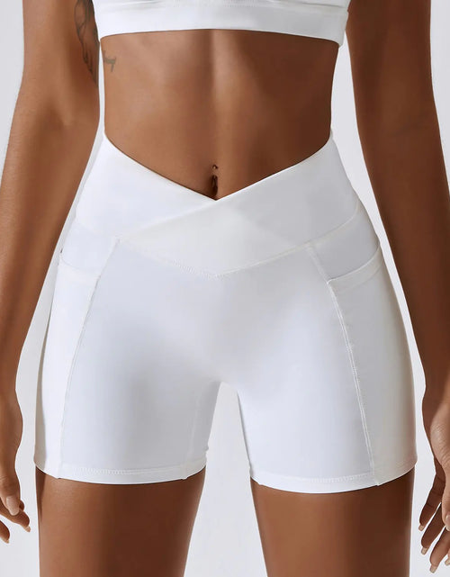 Load image into Gallery viewer, Women&#39;s Cross Waist Running Fitness Shorts
