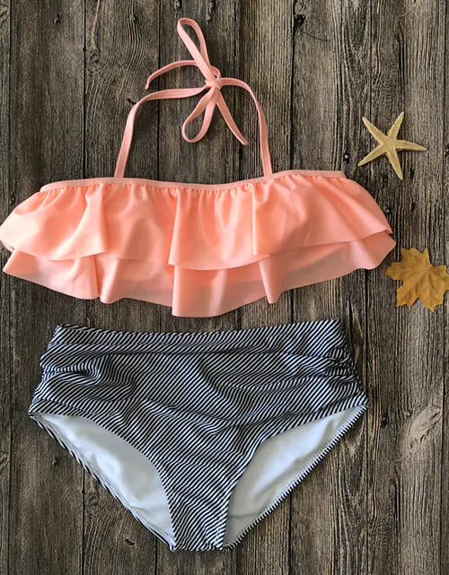 Load image into Gallery viewer, High-Waisted Ruffle Plus Size Bikini Swimwear
