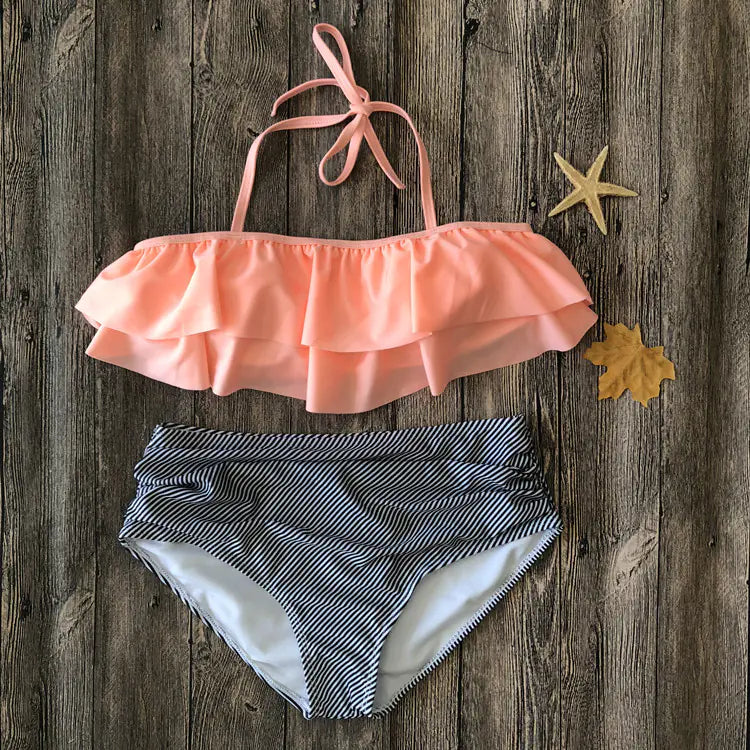 High-Waisted Ruffle Plus Size Bikini Swimwear